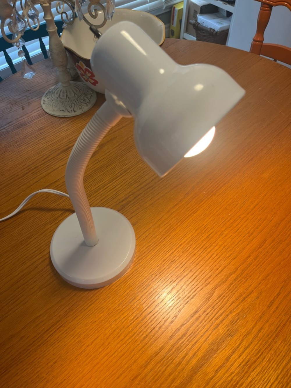 White Adjustable Gooseneck Desk Lamp